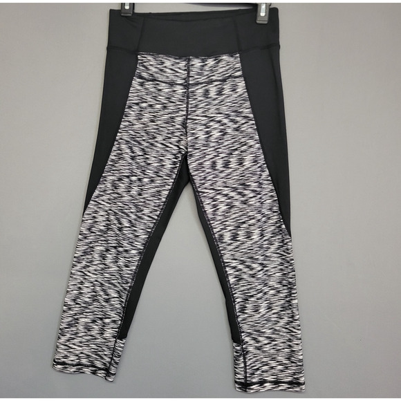 Calvin Klein Performance Pants Womens M Yoga Activewear Black White Sporty Retro - Picture 1 of 12